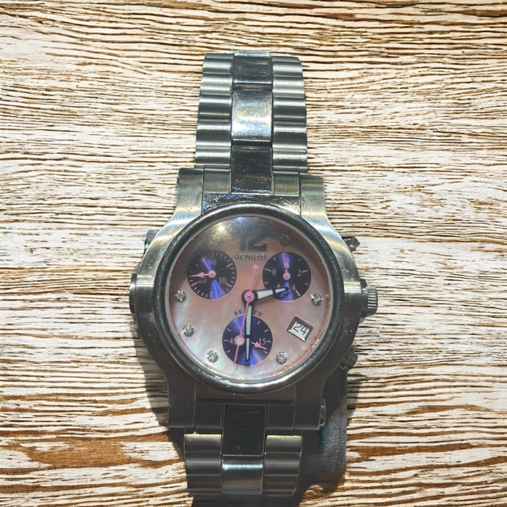 Limited Edition Renato Angi Silver Women's Watch with real diamonds